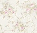 Made Germany Floral Pink Green Cream Non Woven Vinyl Wallpaper Rolls-Abrasion Light Resistant-Living Room Kitchen Home Decor