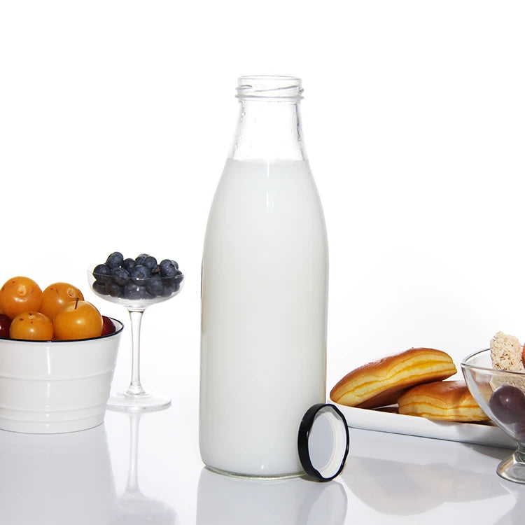 Factory Direct Sale 200ml 250ml 500ml 1000ml Milk Beverage Juice Glass Bottle With Lid
