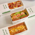 Eco-Friendly Food Grade Sandwich Hot Dog Slide Box Tray Bakery Gifts Egg Drop Paper Box Packaging Matt Lamination for Sushi MegaBDM