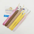 Eyelash Tweezers Set 45/75/90 Degree Stainless Steel Precision Pointed Tip Nano Grip Fiber Design