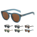 Custom Logo Fashion Retro Blue Green Women Rivets Sun Glasses UV400 Shades TAC Polarized Round Sunglasses Men