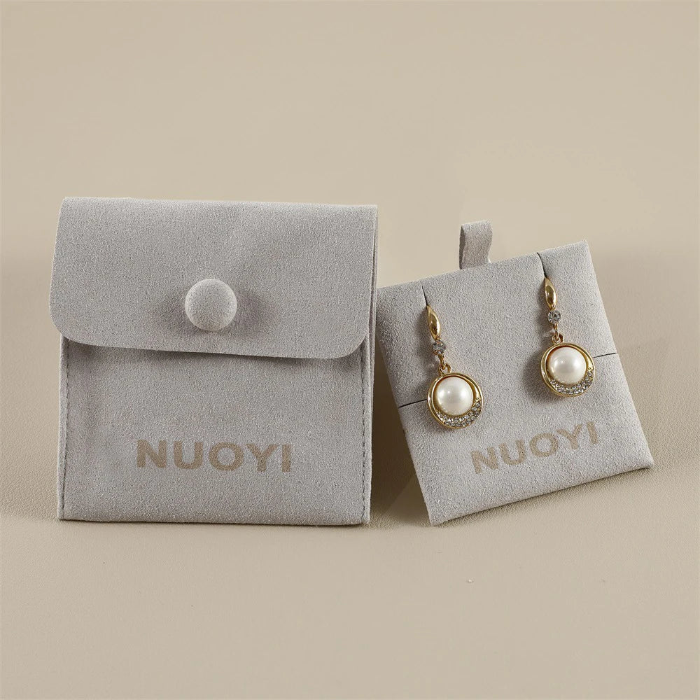 NUOYI Custom Logo Velvet Microfiber Jewelry Box Small Earring Bracelet Necklace Gift Insert Pouch with Insert Pad