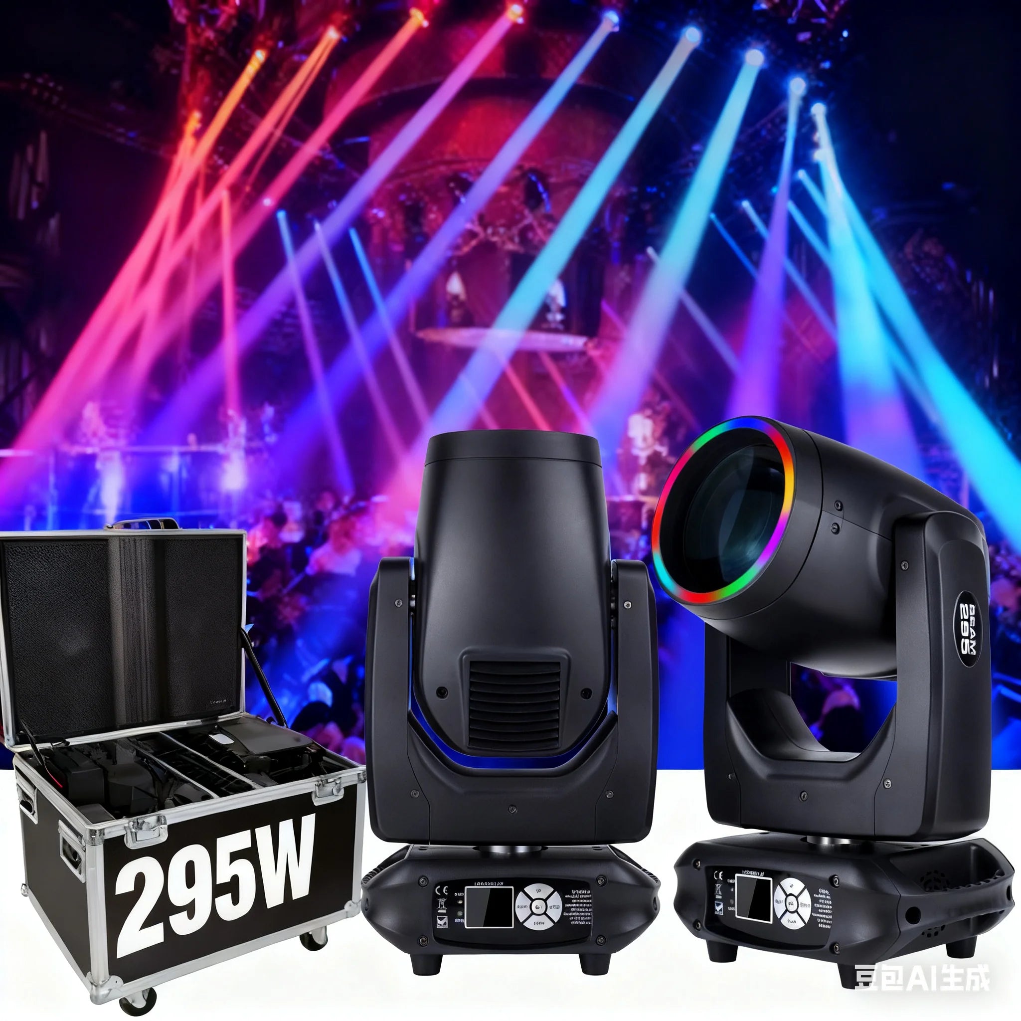 Advanced 295W Bright Beam Moving Head Light with DMX512 Control 8-60Â° Zoom Aluminum Housing for DJ Party Wedding Events