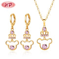 Oem Odm Hypo Allergenic Zircon Kids China Wholesale 18k Gold Plated Accessories for Women Fashion Bear 3 Pcs Set Jewelry