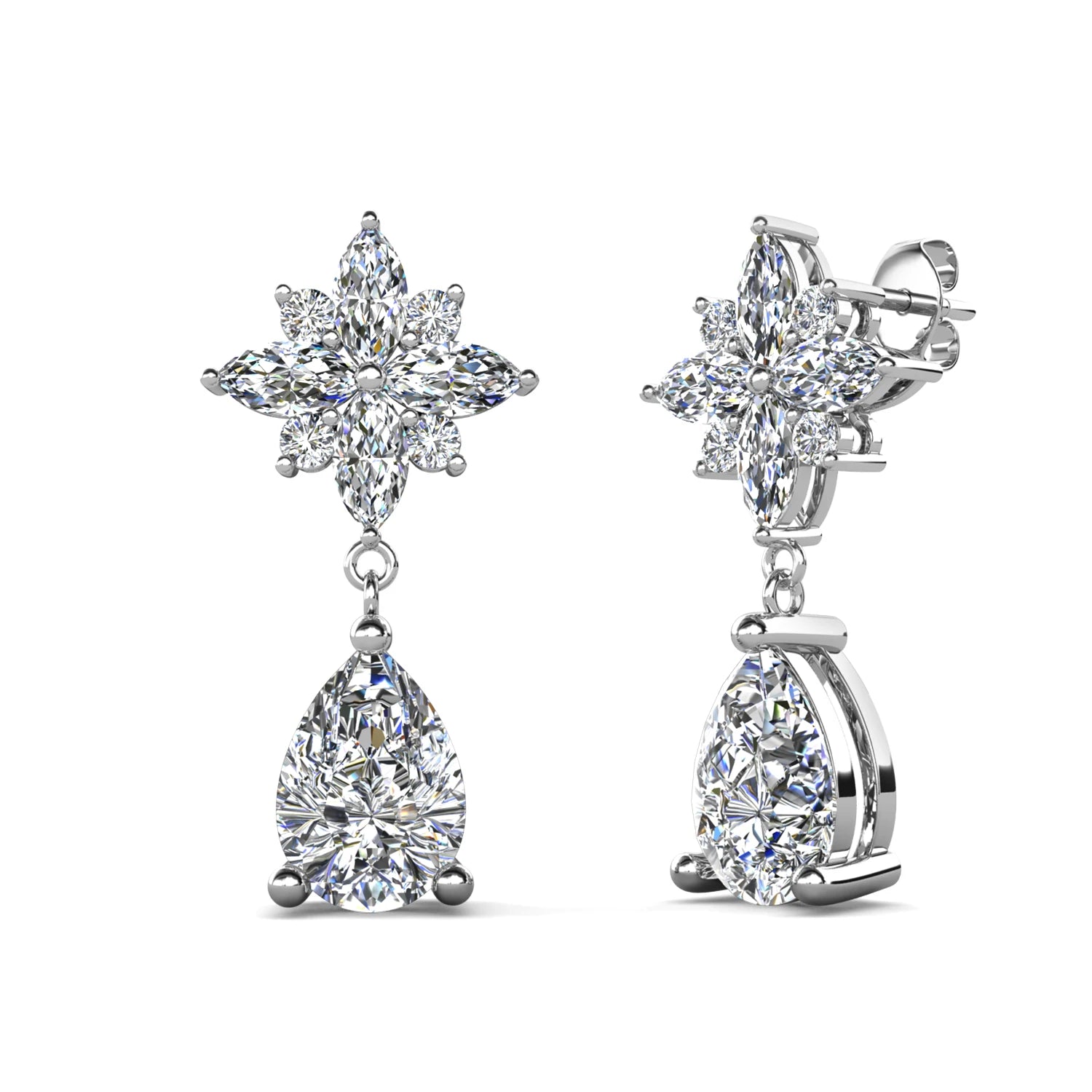 Brilliant Lab Grown Gemstone Moissanite Diamond Custom Jewelry Beautiful 925 Silver Dangle Drop Pear Earrings Destiny Jewellery