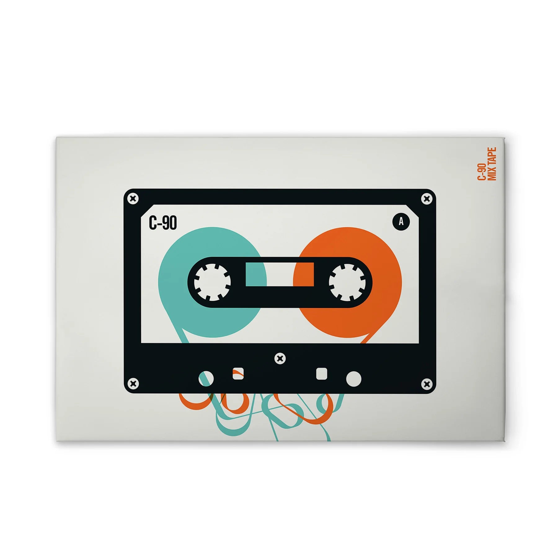 Made In Germany - Home Decor Canvas Picture Retro Cassette Pop Art - Wall Mural In Cream And Black - Stretcher Frame Art