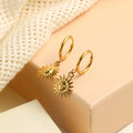 Dreamshow Engraved Sun Face Drop Earring Hypoallergenic Fashion Gold Plated Earring Stainless Steel Jewelry