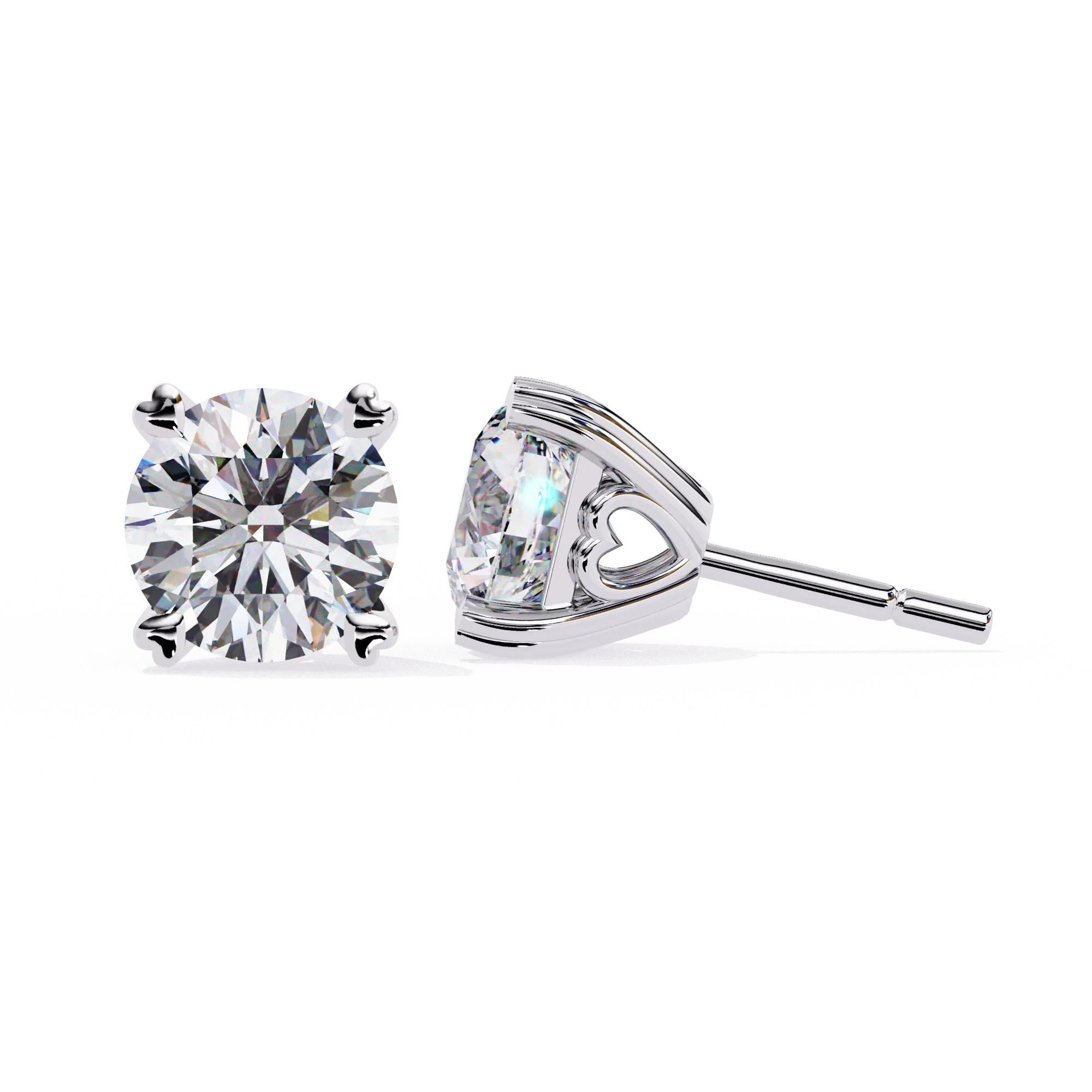 14K White Gold 2.5ct Solitaire Stud Earrings Moon Basket Setting Zircon 4 Prong Wedding Party Gifts Brass