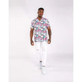Imperio Shop Casual Printed Lightweight Breathable Empire Waist Regular Fit Men's Rosa Size S Hawaiian Beach Shirt Summer