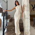 2025 Summer New Arrival Fashionable and Elegant One-Shoulder Sash Solid-Color Dress Dresses Women Lady Elegant