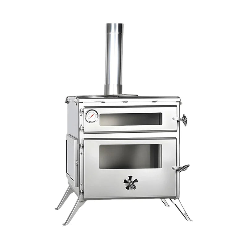 INBESTCAMP OEM Multifunctional Camping Stove with Oven Stainless Steel Portable Wood Burning Tent Heater Custom Logo Pizza Oven