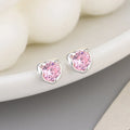 Hot Selling S925 Sterling Silver Heart-shaped pink Moissanite Stud Earrings Korean Styles for Women Jewelry
