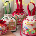 Eco-Friendly Cotton Candy Drawstring Bags Festive Treat Bags Reusable for Christmas