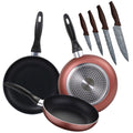 RENBERG set of 3 frying pans with set of 4 kitchen knives Paradise collection