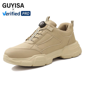 GUYISA Khaki Color Microfiber Upper European Standard Steel Toe EVA Sole New Style Safety Shoes for Men