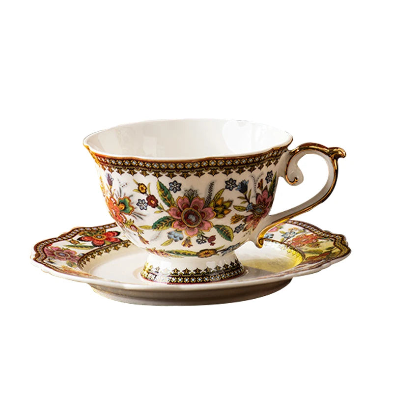 Wholesale Customizable French Retro Exquisite 200ml Ceramic Coffee Cup Set Suitable for Hotels Bars and Restaurants