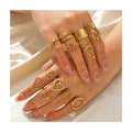 Fashion Stainless Steel 18k Gold Plated Hollow Adjustable Heart Shape Ring Women Heart Snake Link Chain Geometric Open Rings