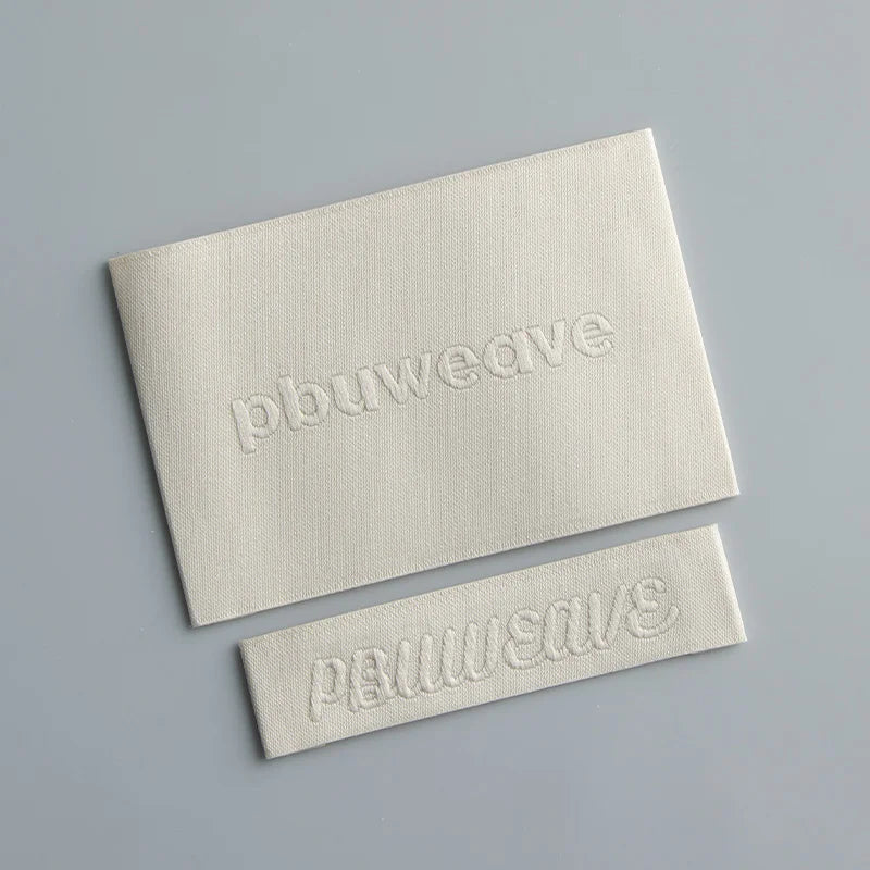 Customized Brand Logo White Straight Cut Woven Labels Custom Woven Labels End Fold Collar Label