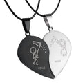 Hip Hop Stainless Steel Broken Heart Pendant Necklace for Couples' Love for Valentines Day Engagement or Party Gift