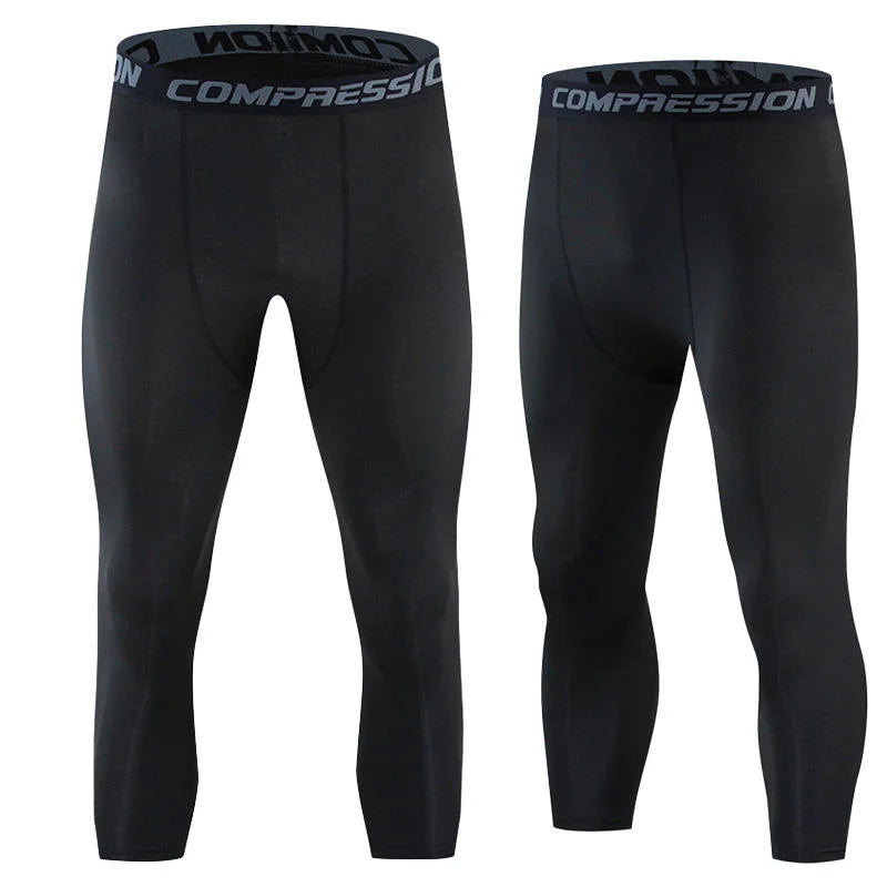 Top Selling Men's Workout Leggings Football Fitness Compression Tight Gym Pants Digital Print High Street Style