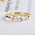 18K Gold Plated Zircon Bow Knot Ring 925 Sterling Silver Cute Accessories
