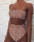 European American Custom Women's Bandeau Two-piece Solid Off-the-Shoulder Cross Back High Waist Bikini Stretch Quick-Dry 2025