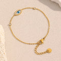 Dreamshow Enamel Jewelry Evil Eye Chain Bracelet Gold Plated Charm Bracelet Stainless Steel Jewelry
