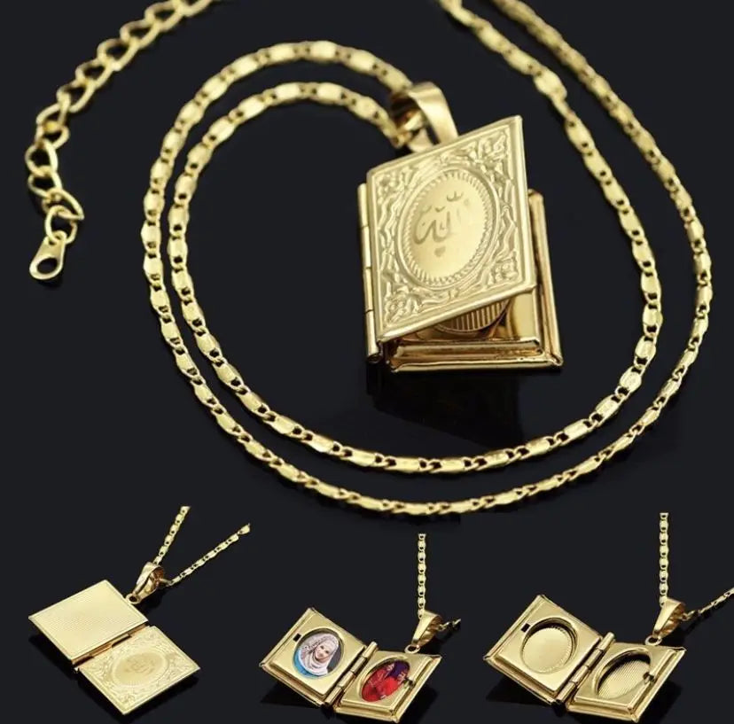 Religious Islamic Jewellery Square Locket Gifts Open Photo Frame Allah Pendant Christian Islam Muslim Pendant