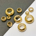Large Hole Spacer Flat Round Gold Donut Copper Alloy Beads for Macrame Jewelry Bracelet Necklace Making