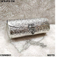 Custom made elegant handcrafted metal embossed clutches with intricate designs for weddings parties gifting & boutique resale.