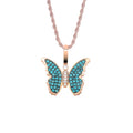 Copper Alloy Hip Pop Zircon Stone Micro Setting AAA Zircon Personalized Butterfly Jewelry Pendant Necklace