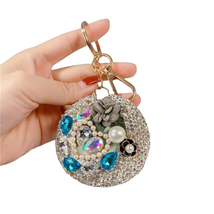 2022 Fashion Creative Keychain Portable Cosmetic Makeup Mirror Key Chains Lady Bag Kawaii Mirror Pendant KeyChain Accessories