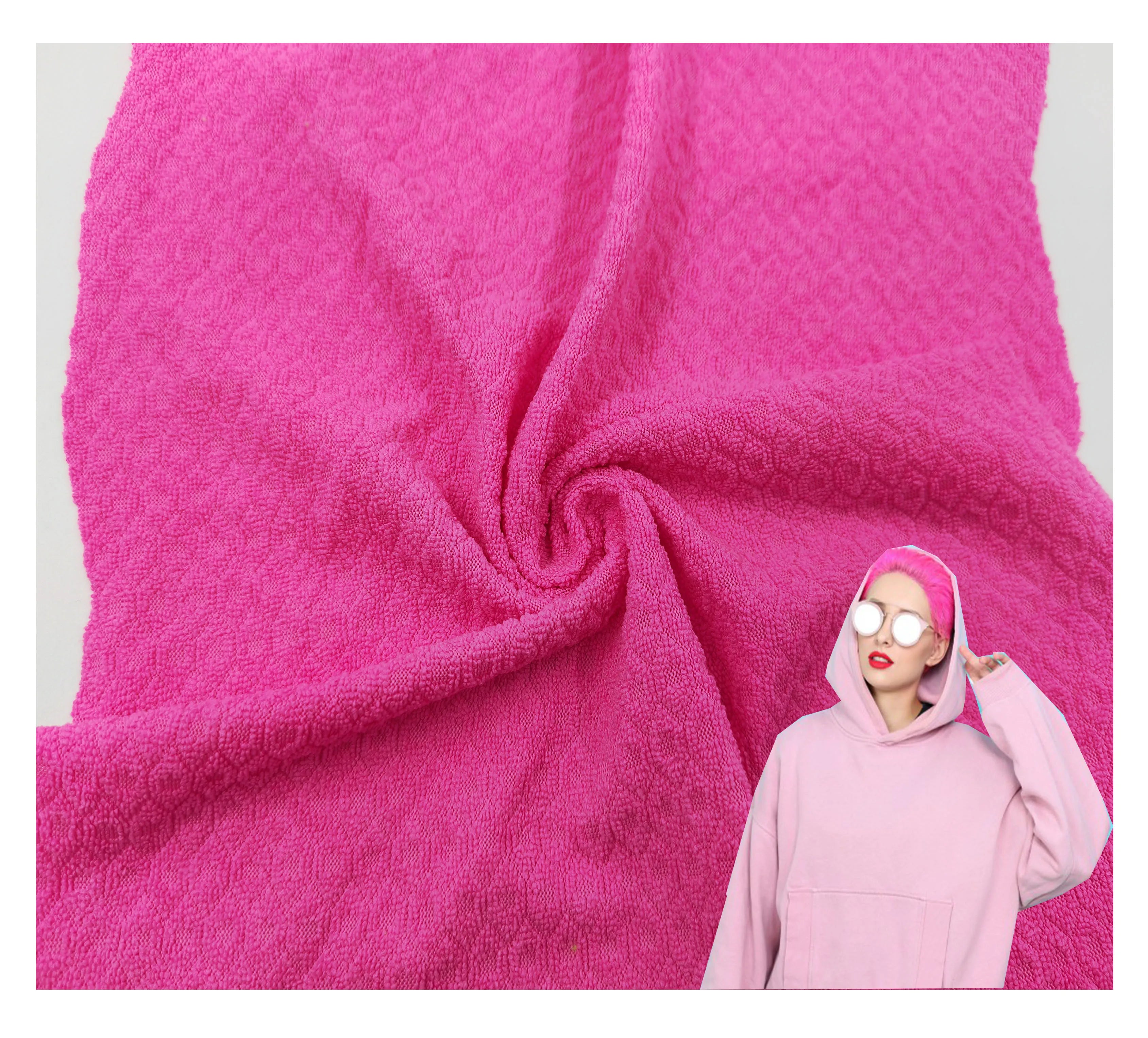 100% Polyester French Terry Cloth Fabric for Girls Soft Hand Feel Stretch Plain Dyed Knitted Polyester for Hoodie