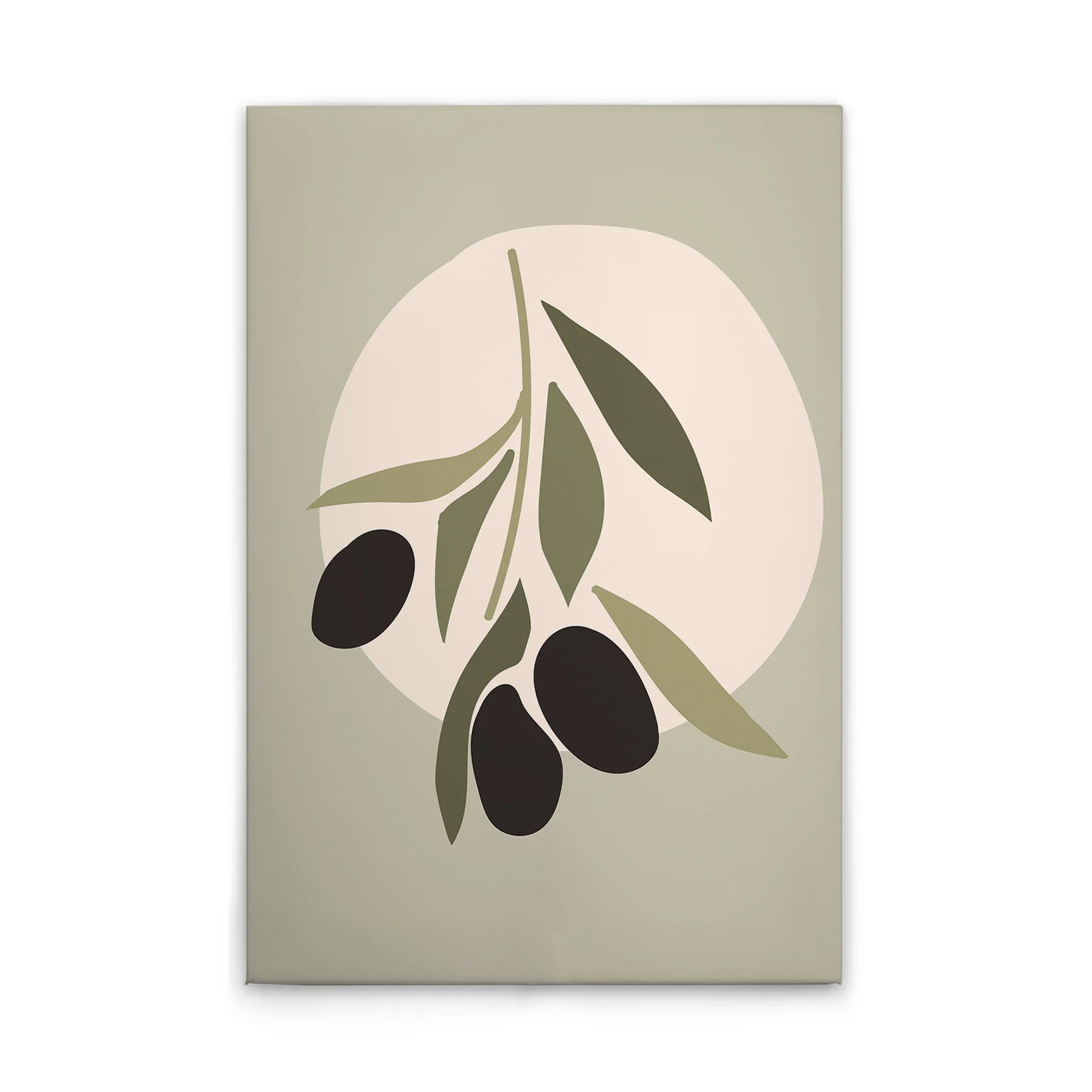 Made In Germany - Home Decor Canvas Picture Olives Modern - Wall Mural In Green And Cream - Canvas Picture On Stretcher Frame
