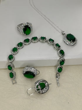 Vintage Zircon Crystal Jewelry Set for Women Includes Zircon Necklace Pendant and Dangle Earring for Wedding Occasion