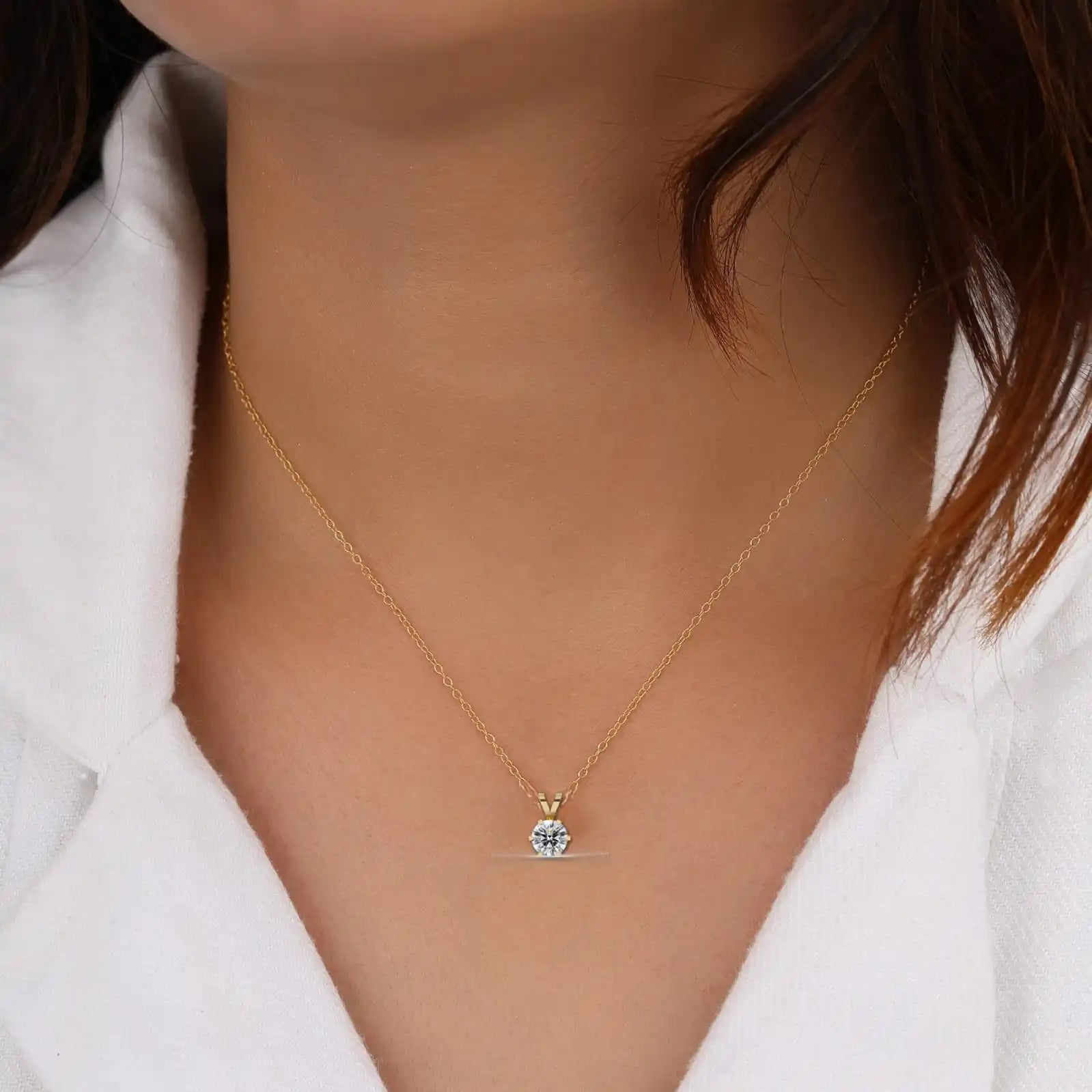 Tianyu Gems Custom Design Jewelry Pear Cut Moon Shape Luxury IGI Certified 2.14 CT VVS Sterling Silver Gold Plated Necklace