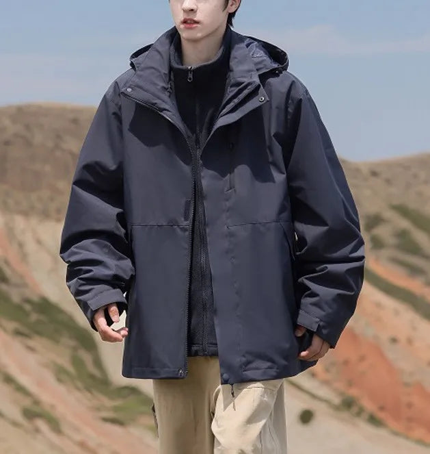 Bangladesh China Factory Price OEM Men 3 in 1 Hiking Jacket Thickened Polyester Jacket Autumn Winter Outdoor Jacket