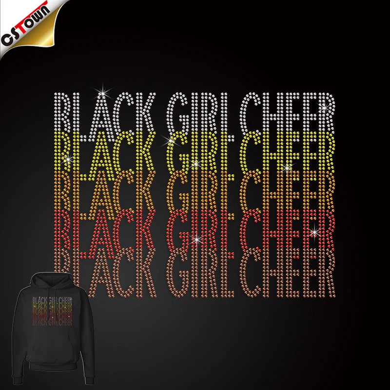 Wholesale Black Girl Cheer Rhinestone Transfer
