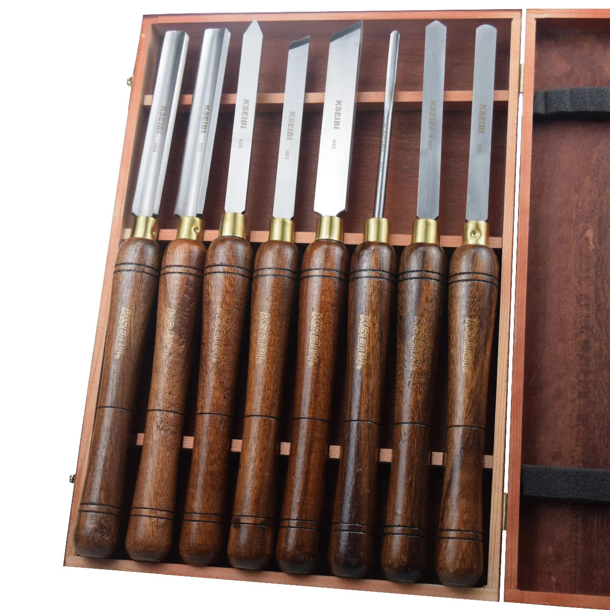 KSEIBI Professional 8-PC Wood Turning Chisel Set Industrial Grade with Wooden Handle for Wood Turning Projects