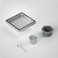 American Durable Stainless Steel 4x4\" Floor Drain 2-in-1 Cover Shower Drain Vertical Drainage Tile Insert Modern for Bathroom