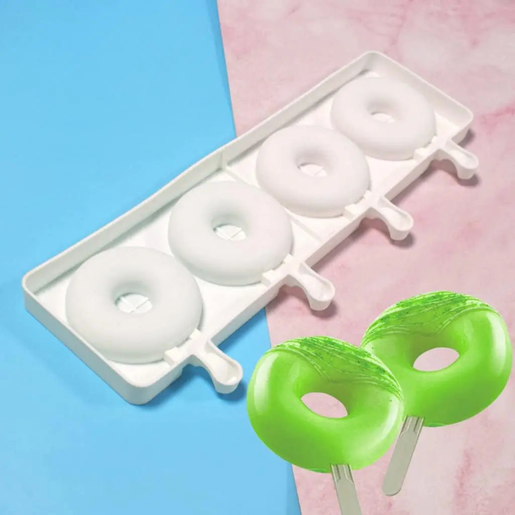 Popular Food Grade 4 Cavities Donuts Candy Fondant Icing Decorating Insert Baking Tools Ice Cream Silicone Molds