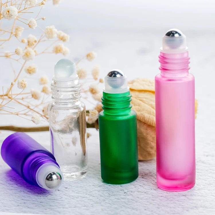 Reusable 5ml 10ml Frosted Cosmetic Attar Eye Cream Essential Oil Roll on Glass Perfume Bottles