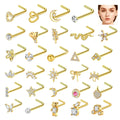 Nose Stud Jewelry Fashion Gold L-rod butterfly Moon Nose Ring Stainless Steel Heart-shaped Nose Stud Simple Women's Body Jewelry