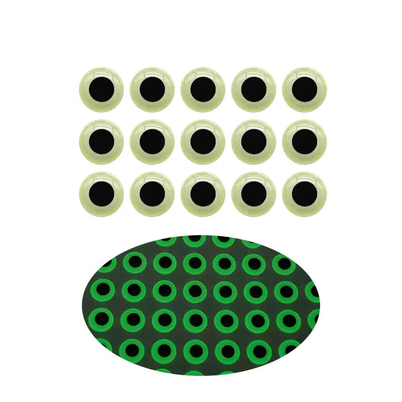 Fishing Lure Eyes 3mm-6mm Glow in the Dark Lifelike Fish Eyes Stickers 3d Eyes for Fly Fishing DIY Accessories