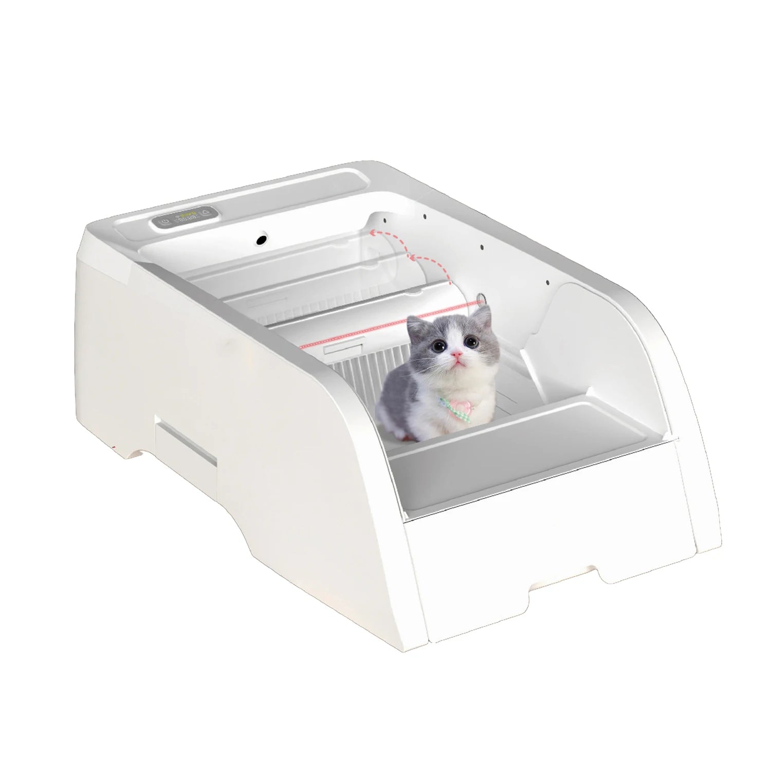 Customizable New Design Semi Open Self Cleaning Kitty Litter Box Infrared Sensing Delayed Cleanup Automatic Cat Litter Box