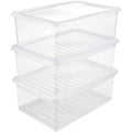 Set of 3 x 11L Storage Boxes Plastic Natural Transparent 39 x 26.5 x 14 cm