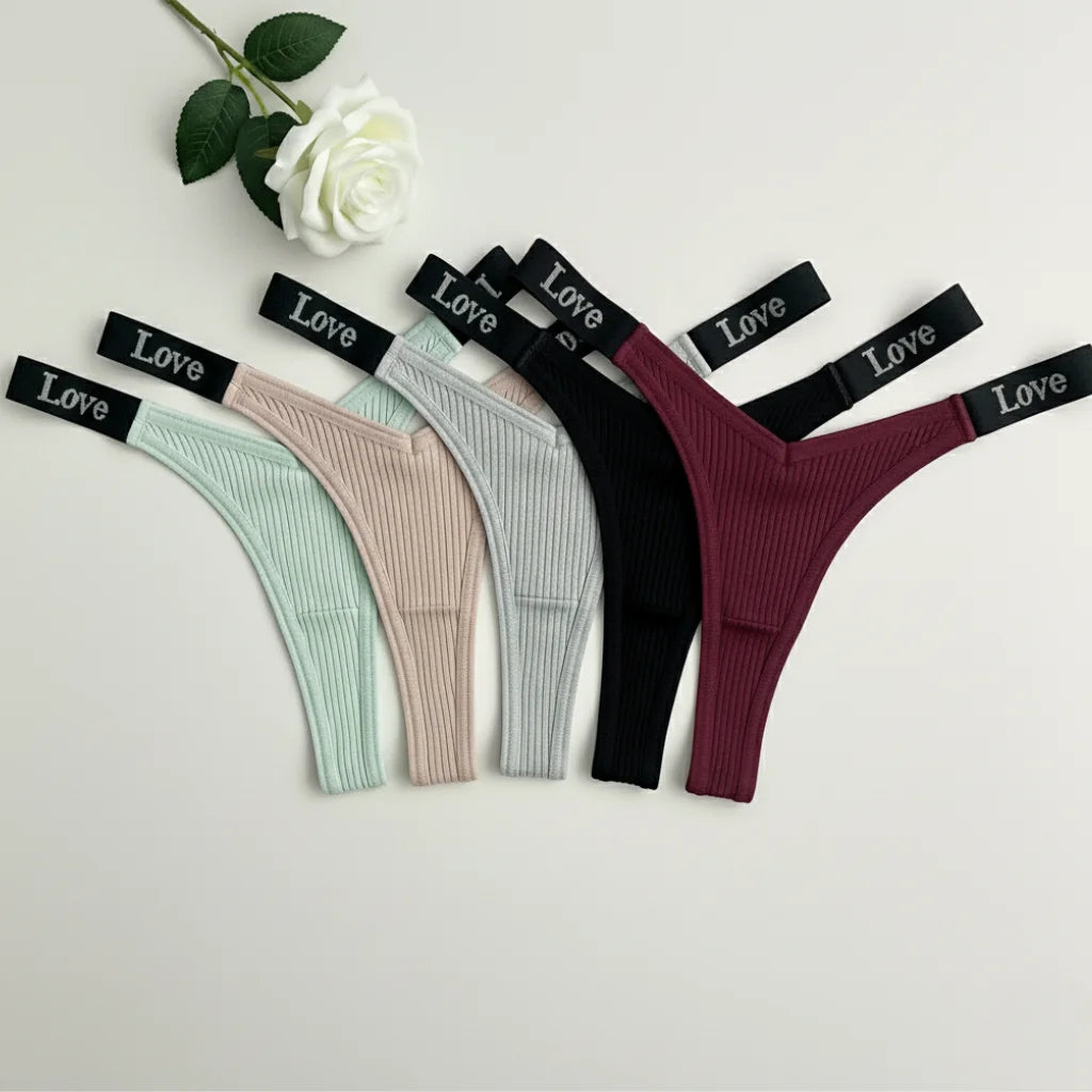 Women's 100% Cotton Knitted G-String Thong Panties Striped Anti-static Seamless Low-Rise Underwear Wholesale