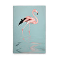 Made In Germany - Home Decor Canvas Picture Flamingo In The Water - Wall Painting Mural In Blue And Pink - Stretcher Frame Art