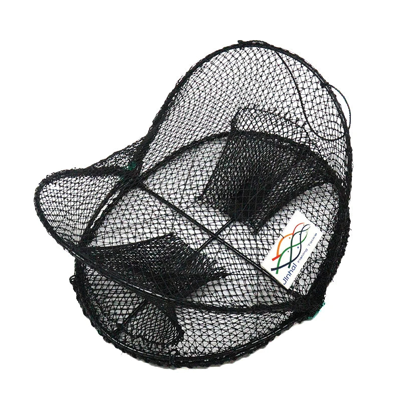 Fishing Net Crab Pot Trap Pot Cage Woven Bag Foldable Crab Trap Fish HDPE Folding Hot Sale for Fishing Black Square Strong 30cm