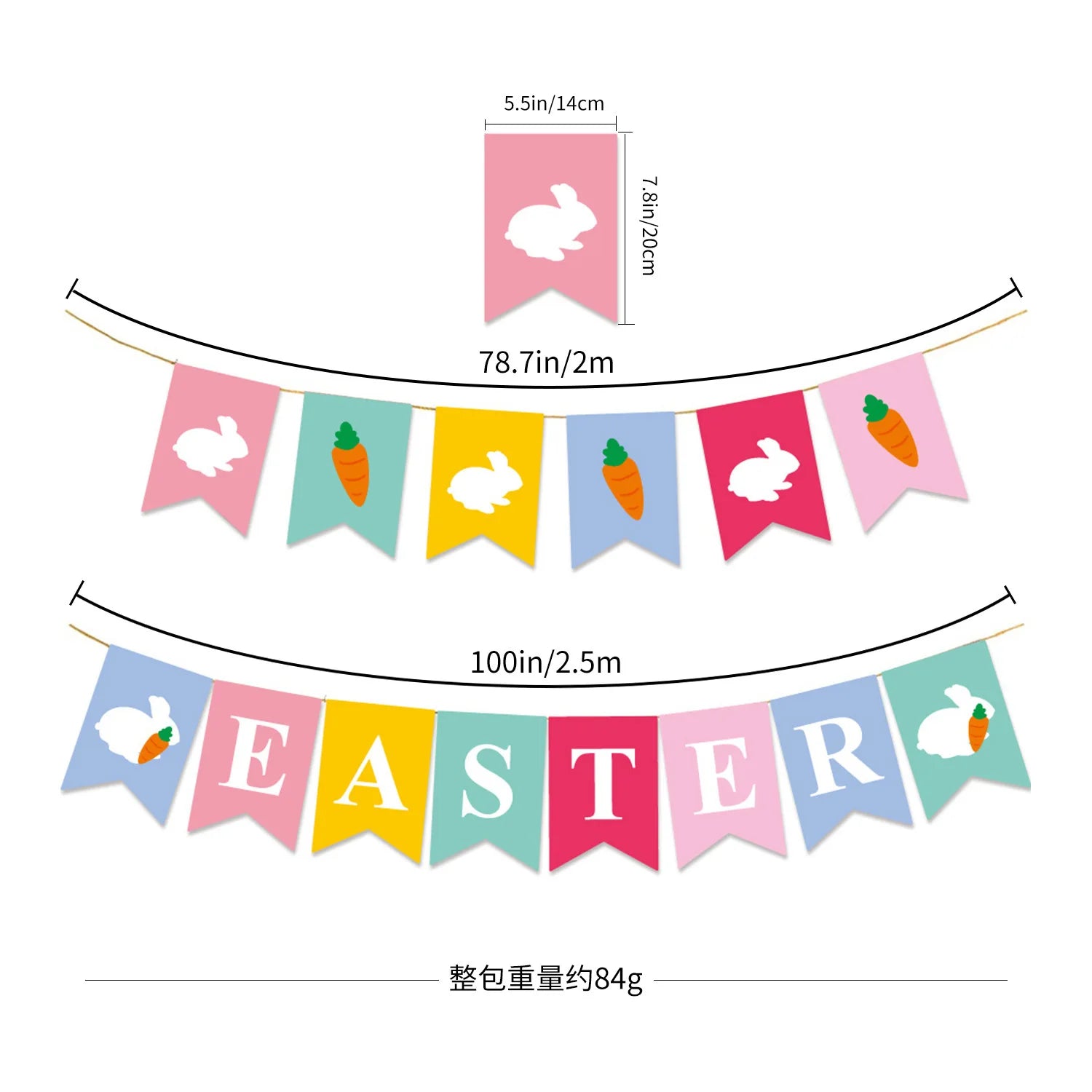 Easter Themed Flag Decoration HAPPY EASTER Banner  Bunny Carrot Costume Party Favor